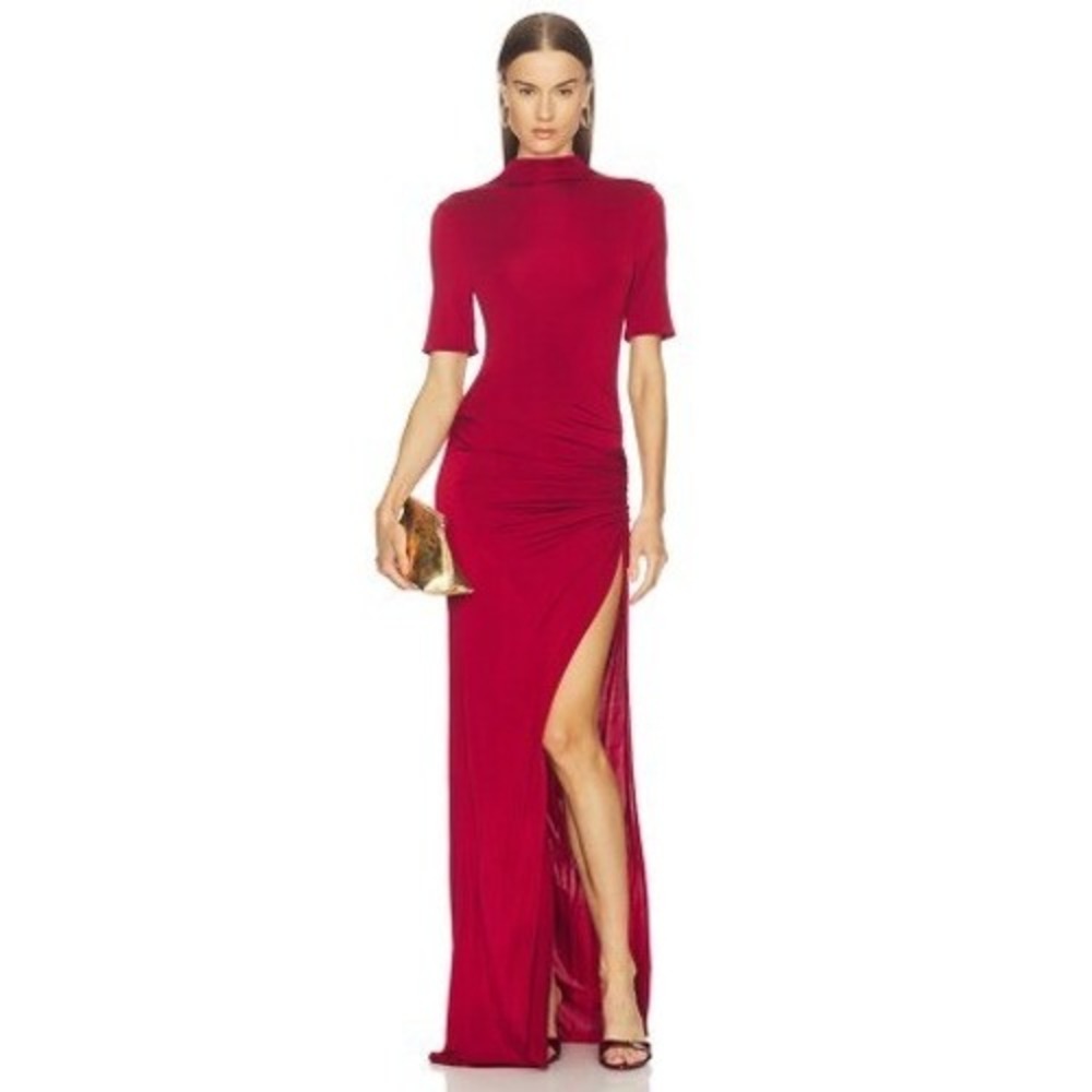 Camila Coelho Red High-Slit Maxi Dress
